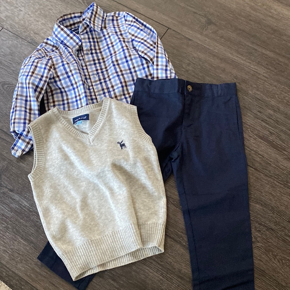 3 pc blue checkered pant set